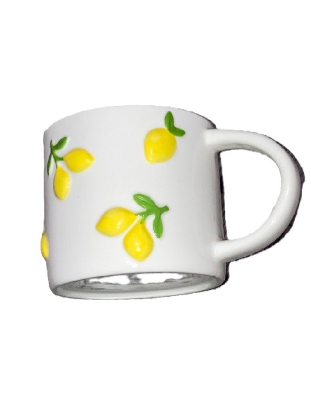 FRESH LEMONS Ceramic Coffee Tea Mug  with Handle White and Yellow